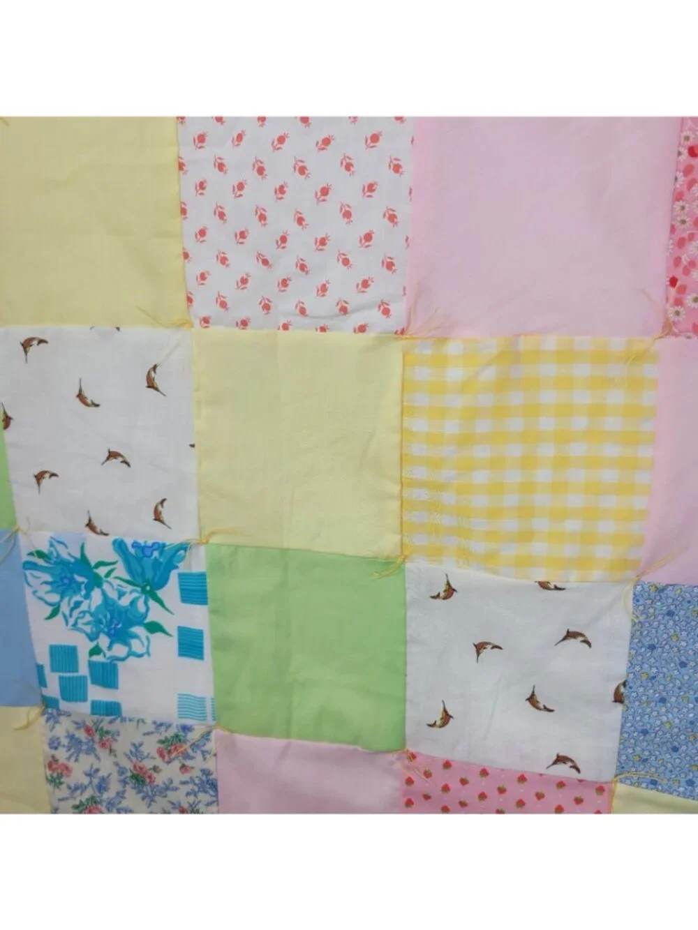 NEW Handmade Vintage Fabric Patchwork Quilt Throw Cotton Blanket 46x64 Toddler